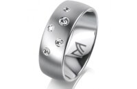 Ring Platin 950 7.0 mm l&auml;ngsmatt 5 Brillanten G vs...
