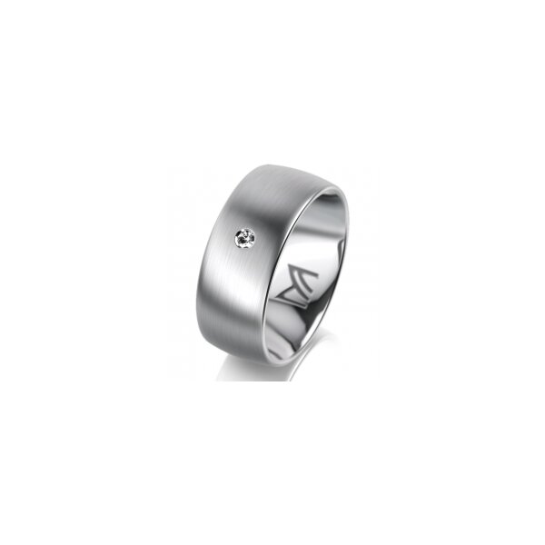 Ring Platin 950 8.0 mm l&auml;ngsmatt 1 Brillant G vs 0,025ct