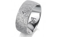 Ring Platin 950 8.0 mm kristallmatt 1 Brillant G vs 0,025ct