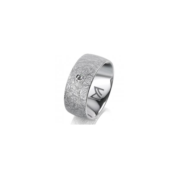 Ring Platin 950 8.0 mm kristallmatt 1 Brillant G vs 0,050ct
