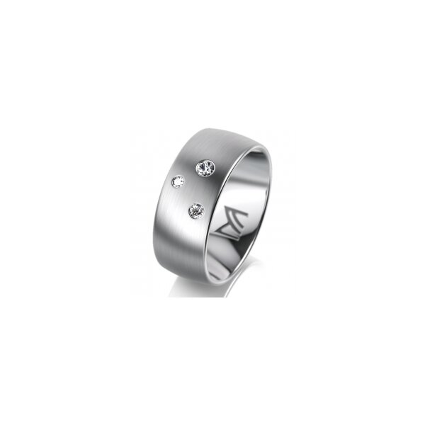 Ring Platin 950 8.0 mm l&auml;ngsmatt 3 Brillanten G vs Gesamt 0,080ct