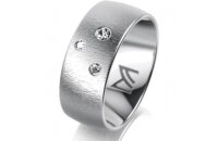 Ring Platin 950 8.0 mm sandmatt 3 Brillanten G vs Gesamt...