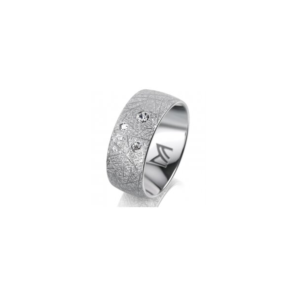 Ring Platin 950 8.0 mm kristallmatt 3 Brillanten G vs Gesamt 0,080ct