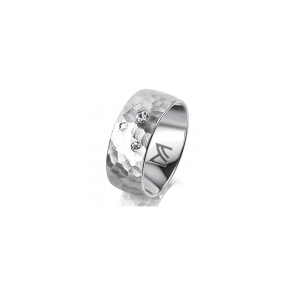 Ring Platin 950 8.0 mm diamantmatt 3 Brillanten G vs Gesamt 0,080ct