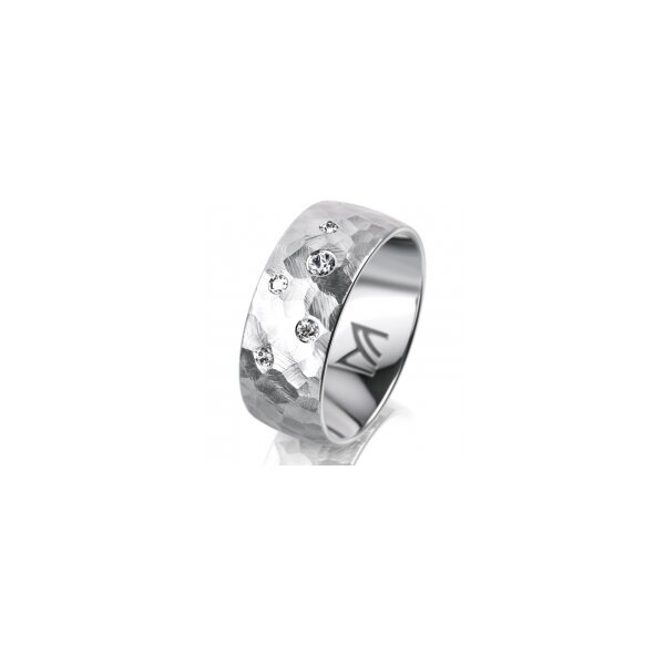 Ring Platin 950 8.0 mm diamantmatt 5 Brillanten G vs Gesamt 0,115ct