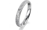 Ring Platin 950 3.0 mm kristallmatt 1 Brillant G vs 0,025ct