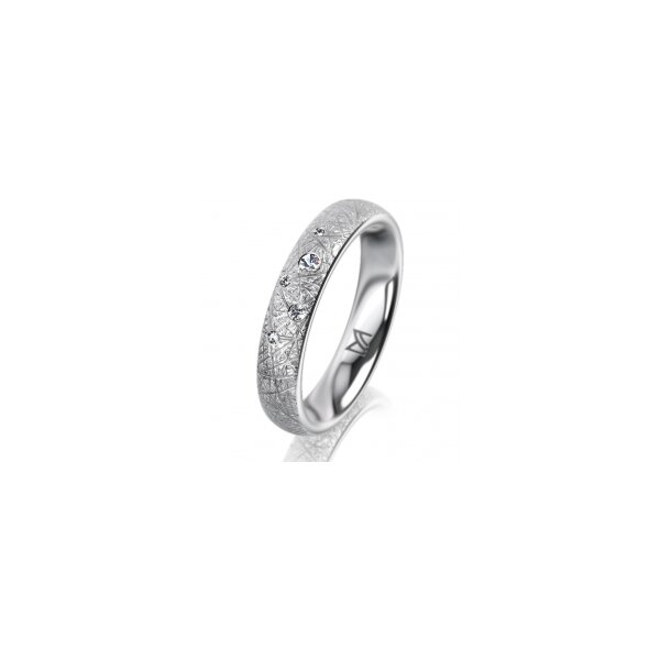Ring Platin 950 4.0 mm kristallmatt 5 Brillanten G vs Gesamt 0,035ct
