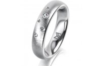 Ring Platin 950 4.5 mm sandmatt 5 Brillanten G vs Gesamt...