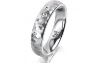 Ring Platin 950 4.5 mm diamantmatt 5 Brillanten G vs...