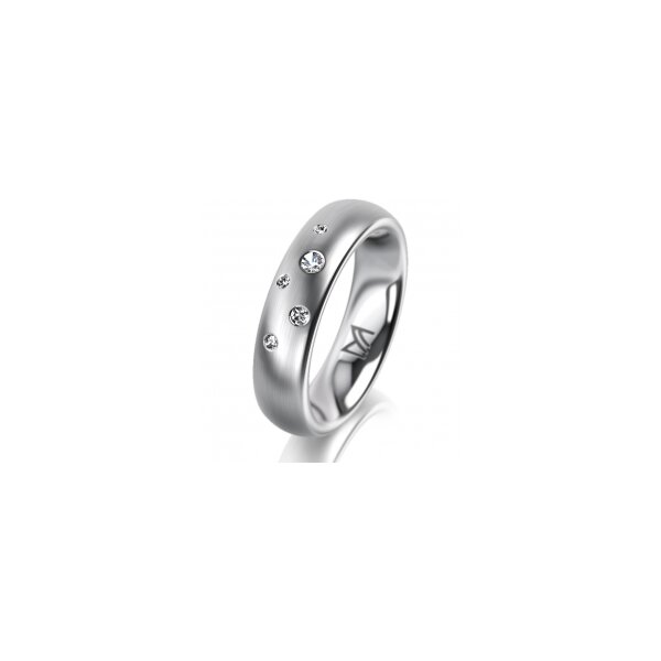 Ring Platin 950 5.0 mm l&auml;ngsmatt 5 Brillanten G vs Gesamt 0,055ct