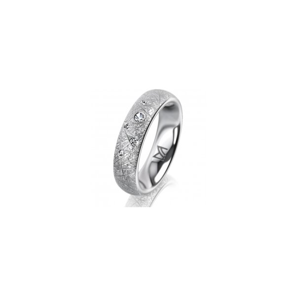 Ring Platin 950 5.0 mm kristallmatt 5 Brillanten G vs Gesamt 0,055ct