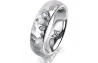 Ring Platin 950 5.5 mm diamantmatt 3 Brillanten G vs...