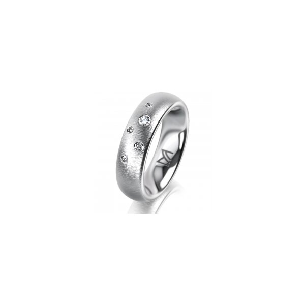 Ring Platin 950 5.5 mm sandmatt 5 Brillanten G vs Gesamt 0,065ct