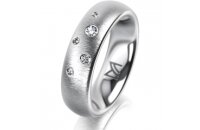 Ring Platin 950 5.5 mm sandmatt 5 Brillanten G vs Gesamt...