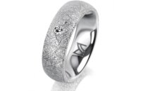 Ring Platin 950 6.0 mm kristallmatt 1 Brillant G vs 0,025ct