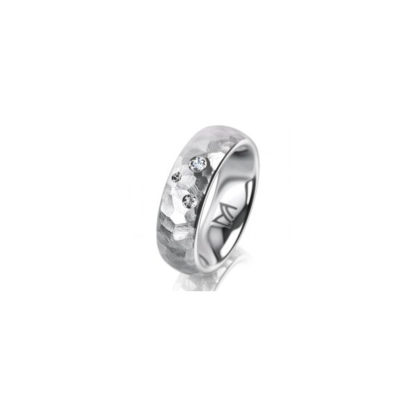 Ring Platin 950 6.0 mm diamantmatt 3 Brillanten G vs Gesamt 0,060ct