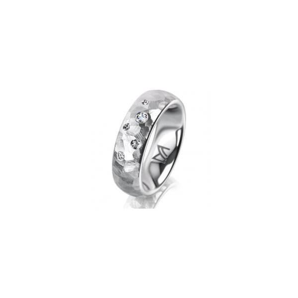 Ring Platin 950 6.0 mm diamantmatt 5 Brillanten G vs Gesamt 0,080ct