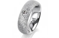 Ring Platin 950 6.0 mm kristallmatt 1 Brillant G vs 0,110ct