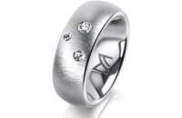 Ring Platin 950 7.0 mm sandmatt 3 Brillanten G vs Gesamt...