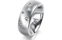 Ring Platin 950 7.0 mm sandmatt 5 Brillanten G vs Gesamt...