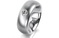 Ring Platin 950 7.0 mm l&auml;ngsmatt 1 Brillant G vs...