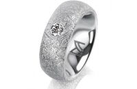 Ring Platin 950 7.0 mm kristallmatt 1 Brillant G vs 0,110ct