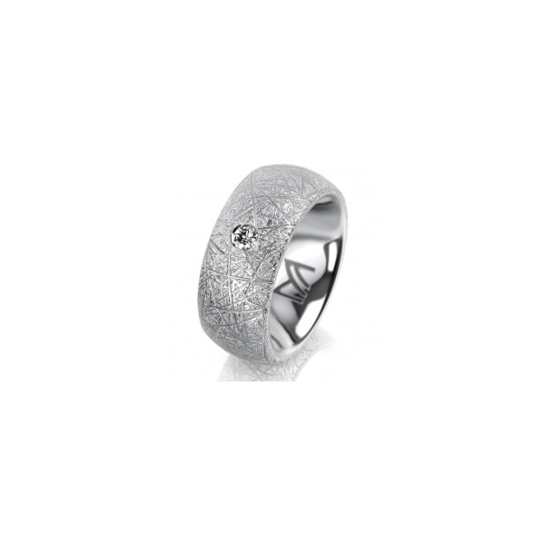 Ring Platin 950 8.0 mm kristallmatt 1 Brillant G vs 0,065ct