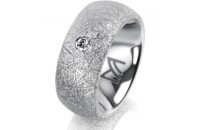 Ring Platin 950 8.0 mm kristallmatt 1 Brillant G vs 0,065ct