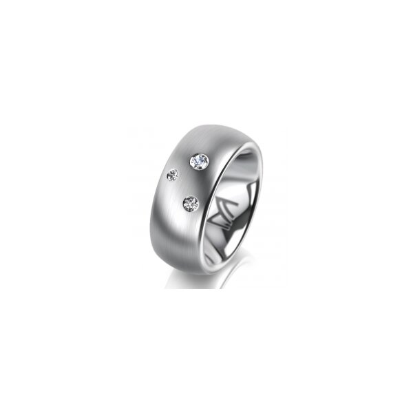 Ring Platin 950 8.0 mm l&auml;ngsmatt 3 Brillanten G vs Gesamt 0,080ct
