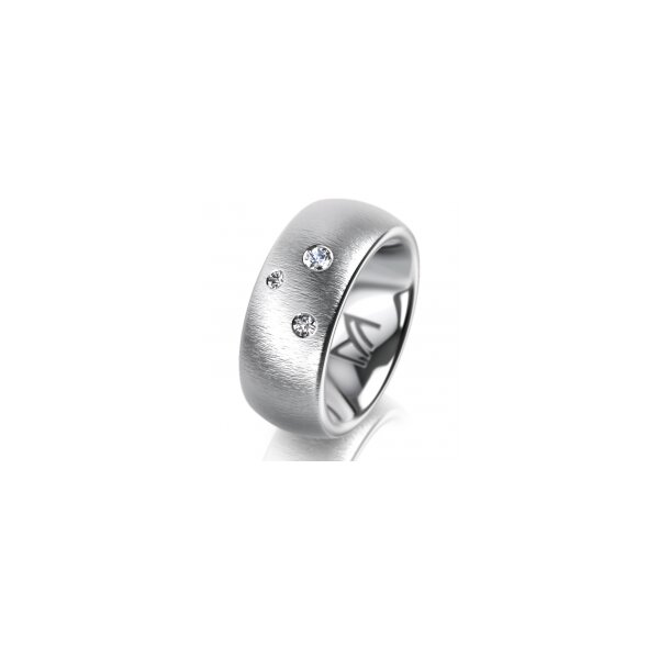 Ring Platin 950 8.0 mm sandmatt 3 Brillanten G vs Gesamt 0,080ct