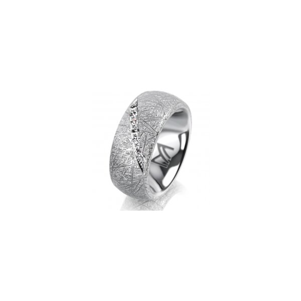 Ring Platin 950 8.0 mm kristallmatt 7 Brillanten G vs Gesamt 0,095ct