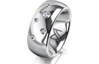 Ring Platin 950 8.0 mm poliert 5 Brillanten G vs Gesamt...