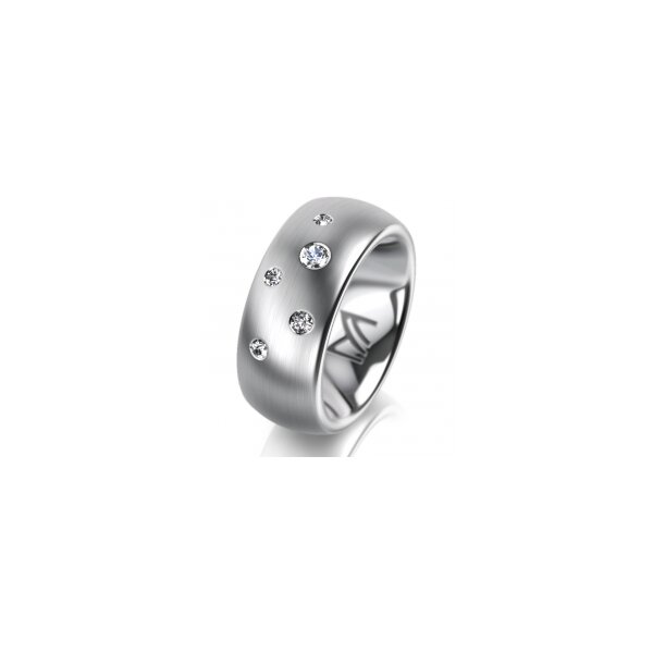 Ring Platin 950 8.0 mm l&auml;ngsmatt 5 Brillanten G vs Gesamt 0,115ct