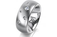 Ring Platin 950 8.0 mm l&auml;ngsmatt 5 Brillanten G vs...