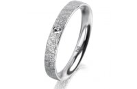Ring Platin 950 3.0 mm kristallmatt 1 Brillant G vs 0,025ct