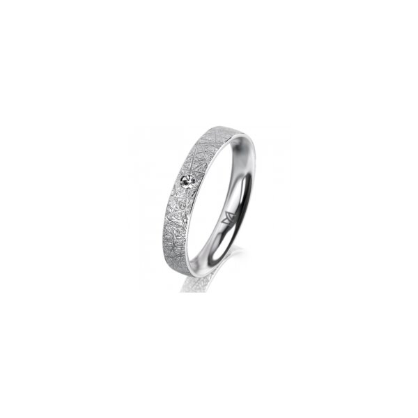 Ring Platin 950 3.5 mm kristallmatt 1 Brillant G vs 0,025ct