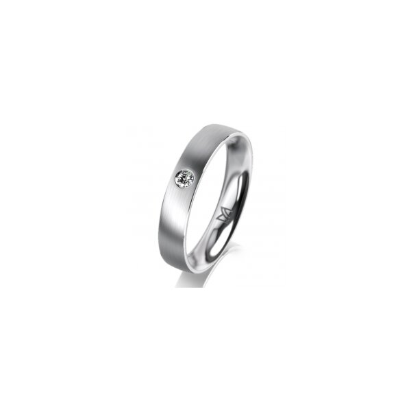 Ring Platin 950 4.0 mm l&auml;ngsmatt 1 Brillant G vs 0,050ct