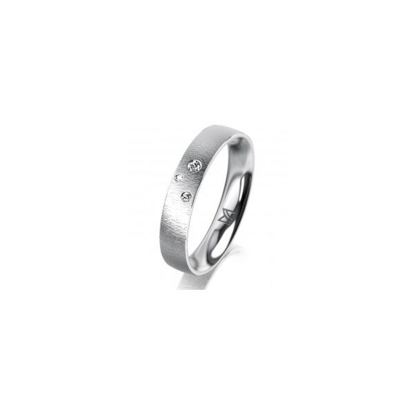 Ring Platin 950 4.0 mm sandmatt 3 Brillanten G vs Gesamt 0,030ct