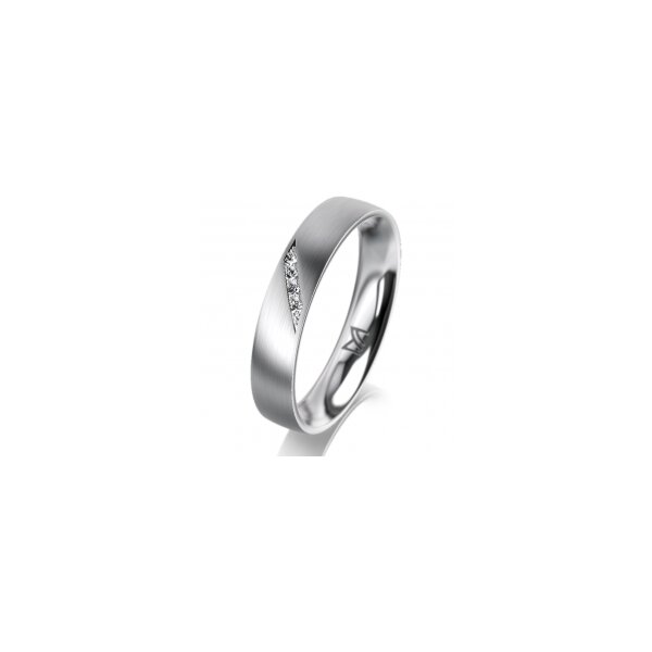Ring Platin 950 4.0 mm l&auml;ngsmatt 4 Brillanten G vs Gesamt 0,020ct