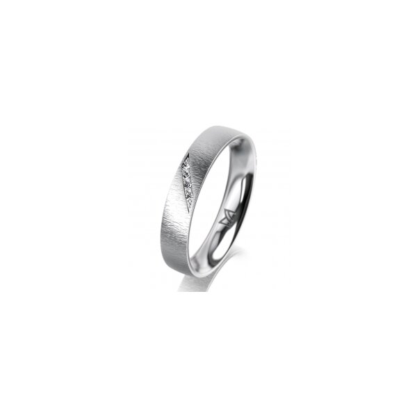 Ring Platin 950 4.0 mm sandmatt 4 Brillanten G vs Gesamt 0,020ct
