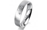 Ring Platin 950 4.5 mm sandmatt 3 Brillanten G vs Gesamt...