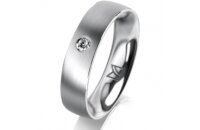 Ring Platin 950 5.0 mm l&auml;ngsmatt 1 Brillant G vs...