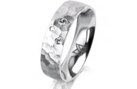 Ring Platin 950 5.5 mm diamantmatt 3 Brillanten G vs...