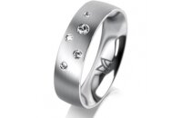 Ring Platin 950 5.5 mm l&auml;ngsmatt 5 Brillanten G vs...