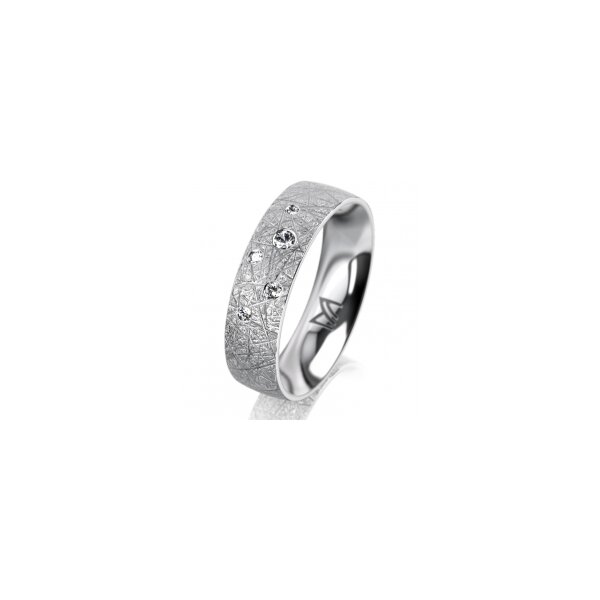 Ring Platin 950 5.5 mm kristallmatt 5 Brillanten G vs Gesamt 0,065ct