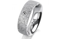 Ring Platin 950 6.0 mm kristallmatt 1 Brillant G vs 0,050ct