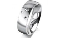 Ring Platin 950 6.0 mm poliert 3 Brillanten G vs Gesamt...