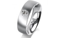 Ring Platin 950 6.0 mm l&auml;ngsmatt 1 Brillant G vs...