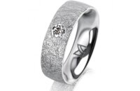 Ring Platin 950 6.0 mm kristallmatt 1 Brillant G vs 0,090ct