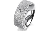 Ring Platin 950 7.0 mm kristallmatt 1 Brillant G vs 0,050ct